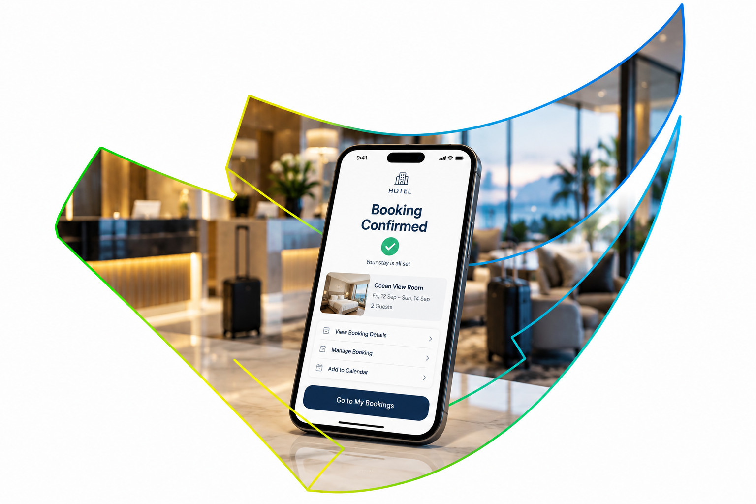 Traveller booking a hotel on a mobile device